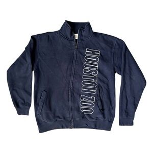 Pro Weave Men's Medium Houston Zoo MV Sport Zip Up Sweatshirt VTG Navy Early 00s